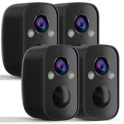 Picture of RICHCHO 4Pack Wireless Battery-Powered Security Camera Outdoor, 2K HD Resolution, Color Night Vision, 110° Viewing Angle, AI Motion Detection, 2-Way Talk, Cloud/SD Storage Support