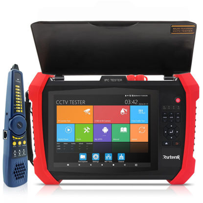 Picture of Rsrteng CCTV Tester 8K 32MP 12MP IP Camera Tester POE++ Max 90W POE Camera Tester 2CH SFP Port WIFI Network Tools Cable Tester HDMI VGA Power Output POE++ Detect Power Management