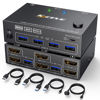 Picture of KVM Switch 2 Computers 2 Monitors, KCEVE Dual Monitor HDMI KVM Switcher USB 3.0 Version, 4K@60Hz HD Resolution, Support Copy and Extended Display, with EDID Function to Keep Window in Right Place