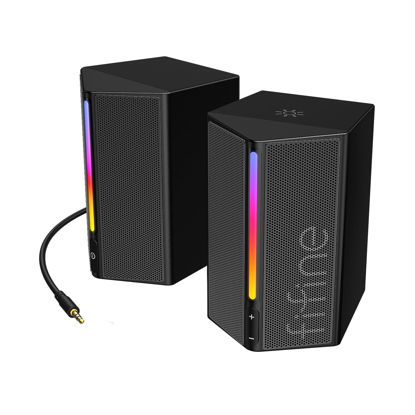 Picture of FIFINE Computer Speakers, Desktop PC Speakers with Volume Control, RGB Gaming Speakers Wired with 3.5mm Aux Audio Cable for Laptop Monitor Phone Tablet-AmpliGame A20