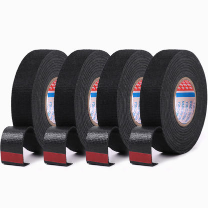 Picture of HSTECH 6 Rolls Width 3/4in Wire Loom Harness Tape, Speaker Wiring Harness Cloth Tape, Black Adhesive Fabric Tape, for Automobile Electrical Wire harnessing Noise Dampening Heat Proof （20mm X 15m）
