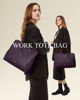 Picture of LOVEVOOK Laptop Tote Bag for Women Teacher Work, Leather Tote Bags Laptop Bag, Professional Computer Bag Large Purses Fashion Handbag, Dark Purple, Fits 15.6 Inch Laptop