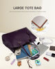 Picture of LOVEVOOK Laptop Tote Bag for Women Teacher Work, Leather Tote Bags Laptop Bag, Professional Computer Bag Large Purses Fashion Handbag, Dark Purple, Fits 15.6 Inch Laptop