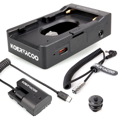 Picture of KOERTACOO NP-F Battery Adapter Plate Compatible with NP-F970 F960 F770 F750 F570 F550 Battery + BMPCC 4K and 6K DC Cable and LP-E6 Dummy Battery to Power Blackmagic Pocket Cinema Camera 4K/6K.