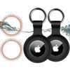 Picture of 2 Pack,IPX8 Waterproof Airtag Holder for Apple Air Tags with Air Tag Keychain,Shockproof GPS Cover [Anti-Scratch] [PC+Silicone] Air-Tag Item Finders Case for Pets,Kids,Keys,Luggages-Black+Black