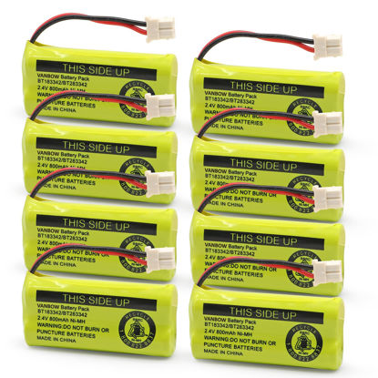 Picture of VANBOW BT183342/BT283342 2.4V 800mAh Ni-MH Battery Compatible with AT&T VTech Cordless Phone Batteries BT166342/BT266342 BT162342/BT262342 CS6709 CS6609 CS6509 CS6409 EL52100 EL50003 (Pack 8)