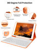 Picture of ZKTUYU Keyboard Case for iPad 9th Generation 10.2 inch, Stand Folio Detachable Wireless Bluetooth Rechargeable Keyboard Soft TPU Back Case with Pencil Holder for iPad 9th/8th/7th Gen, Orange