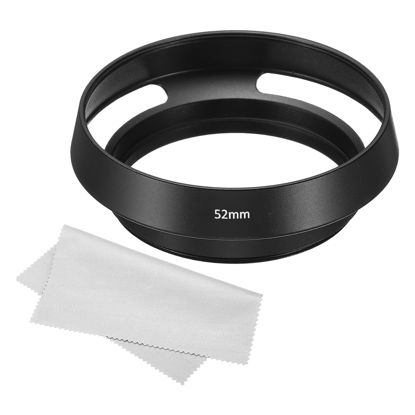 Picture of PATIKIL 52mm Lens Hood, Standard Vented Matte Surface Anti-reflective Inside Hood with Cleaning Cloth for Camera Lens, Black for Nikon, for Fujifilm, for Pentax, for Leica