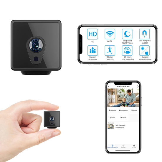 Picture of Jayol 2022 Hidden Camera Detector, Mini Spy Camera with Audio, HD 4K Wireless Hidden Live Stream, Night Vision and Motion Activated Spy Cam Nanny Cam, Security Camera for Home and Outdoor