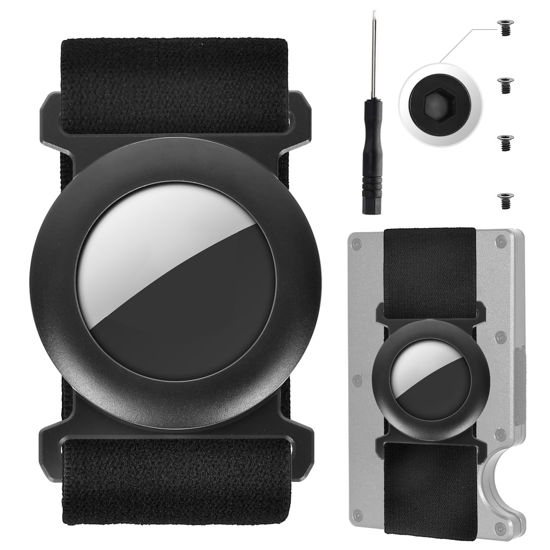 Picture of Eifuday AirTag Holder for Slim Wallet, Metal Wallet Rotating Installation AirTag Cash Strap, Wallet AirTag Case, AirTag Accessories (Full Set - AirTag Strap Holder)