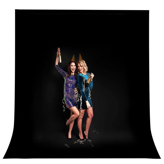 Picture of CPLIRIS 10x20ft Black Backdrop for Photography, Pure Polyester Black Photo Booth Backdrop Collapsible Black Screen Curtain with for Portrait Photoshoot, Party and Video