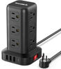 Picture of Extension Cord with Multiple Outlets, Surge Protector Power Strip Tower, 12 AC 4 USB，Surge Protector Tower 6.5FT Overload Protection for Home Office