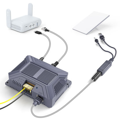 Picture of XLTTYWL Starlink Mini 12V Adapter Kit, 150W 3 in 1 GigE Passive & ESD Protection Mini Starlink 12v with USB & Type-C Power Output and DC Step UP Converter DC 9-36V/200W for Starlink Mini Dishy