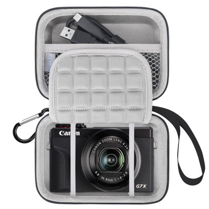 Picture of Lacdo Camera Carrying Case for Canon PowerShot G7 X Mark II/ G7X Mark III Digital 4K Vlogging Camera, Point and Shoot 4K Video Camera Trave Bag, Mesh Bag Fits Batteries, USB Cable, Memory Card, Black