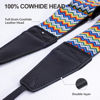 Picture of Padwa Lifestyle Adjustable Camera Strap - 2" Wide Top Layer Cowhide Head Camera Straps for Photographers, Vintage Adjustable Neck Shoulder&Crossbody Strap Quick Release for All Cameras -Rainbow Ripple