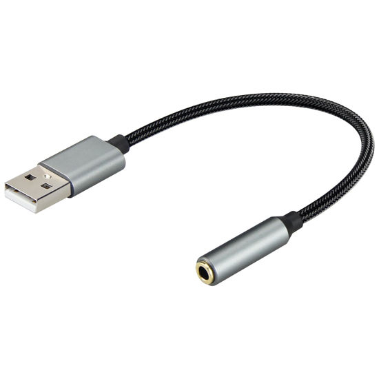 Picture of USB to 3.5mm Jack Audio Adapter supports mic, PS4 Laptop Desktop Computer USB Sound Card