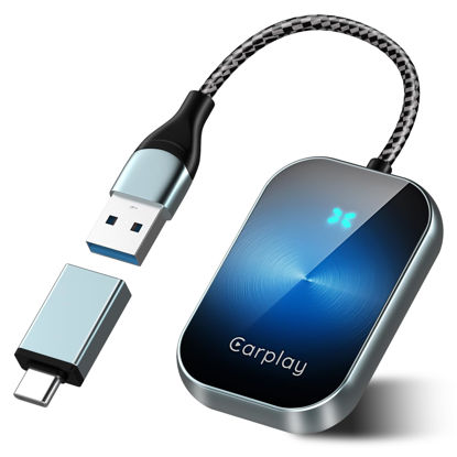 Picture of Wyxron Carplay Wireless Adapter, 2024 USB CarPlay Wireless Mini Dongle with USB C/A 5.8Ghz WiFi for Factory Wired Carplay to Wireless Plug&Play, Compatible with Cars from 2015& iPhone iOS10+