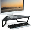 Picture of TEAMIX 26 inch Triangle Monitor Stand Riser, Desktop Corner Shelf with Metal Leg Wood Computer Stand with Storage Laptop Riser Office Organization