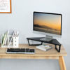 Picture of TEAMIX 26 inch Triangle Monitor Stand Riser, Desktop Corner Shelf with Metal Leg Wood Computer Stand with Storage Laptop Riser Office Organization
