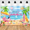 Picture of Avezano 7x5ft Hello Summer Backdrop Summer Hawaiian Beach Backdrop Pink Tropical Surfboard Photography Background Summer Beach Party Decoration Supplies