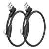 Picture of Osecet Lightning Cable 1ft 90 Degree 2 Pack MFi Certified Elbow Short iPhone Charger Right Angle Fast Charging Cable for iPhone 14 13 12 11 Pro X XS XR 8 Plus 7 6 5 (Black,1 Foot)