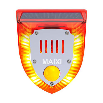 Picture of Solar Sound Alarm Motion Detector Warning Alarm Outdoor 129db Sound Security Flashing Light IP65 Rain Proof Sensor Alarm for Home Villa Yard Farm Storage Room