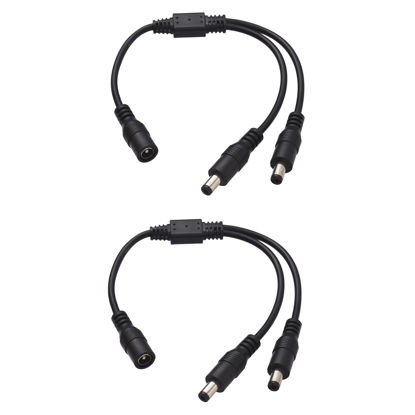 Picture of ZHPINGMX 2Pack DC Power 1 Female to 2 Male 5.5mm x 2.1mm DC Power Supply Splitter Cable Cord, Y Splitter Adapter Wire for CCTV Cameras LED Light Strip and More