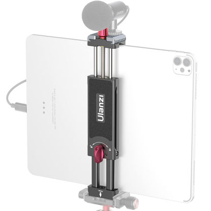 Picture of Aluminum iPad Tripod Holder Mount - U-pad III 7.9-12.9in Metal iPad Tripod Adapter w Cold Shoe 2 Acra Swiss QR Mount Adjustable Universal Tablet Clamp Video Recording for iPhone iPad Air Mini
