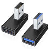 Picture of AreMe 90 Degree USB 3.0 Adapter 2 Pack, Left and Right Angle USB A Male to Female Converter Extender for PC, Laptop, USB A Charger, Power Bank and More (Black)