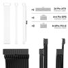 Picture of ABNO1 PSU Cable Extension Kit with Two Sets of Cable Combs 1x24Pin/1x8Pin(4+4) EPS/2x8Pin(6P+2P) PCI-E/ 30CM Length,PC Sleeved Cable for ATX Power Supply(Black)