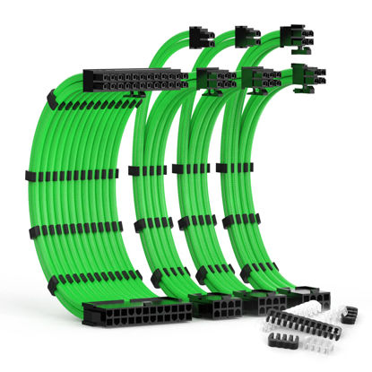 Picture of ABNO1 PSU Cable Extension Kit with Two Sets of Cable Combs 1x24Pin/1x8Pin(4+4) EPS/2x8Pin(6P+2P) PCI-E/ 30CM Length,PC Sleeved Cable for ATX Power Supply(Green) (A-CC-1)