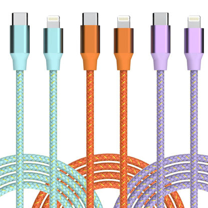 Picture of USB C to Lightning Cable for iPhone Apple MFi Certified iPhone Charger 6FT 3 Pack Fast Charging Type c to Lightning Cable iPhone Fast Charger for iPhone 14 13 12 11 Pro Max Xr Xs 8 and More