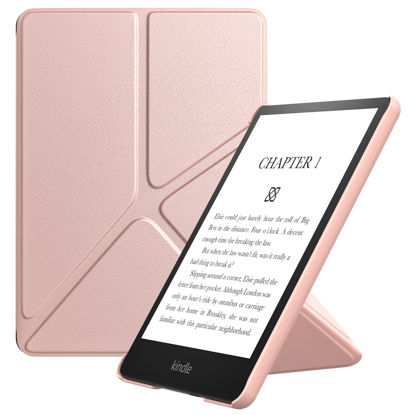Picture of MoKo Case for 6.8" Kindle Paperwhite (11th Generation-2021) and Kindle Paperwhite Signature Edition, Origami Standing Shell Cover with Magnetic PC Back Cover for Kindle Paperwhite 2021, Rose Gold