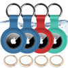 Picture of 4 Pack,IPX8 Waterproof Airtag Holder for Apple Air Tags with Air Tag Keychain,Shockproof GPS Cases [Anti-Scratch] [PC+Silicone] Air-Tag Item Finders Cover,Lovely Air Tags Cover,Blue/Blue/Red/Green