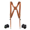 Picture of 4J LEDR Camera Harness,Leather Dual Shoulder Strap for Photographer,Dual Camera Harness for 2 Cameras Carrying for Men&Women,Multi Camera Gear for DSLR/SLR Strap,Quick Release,Small Size,Tan