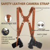 Picture of 4J LEDR Camera Harness,Leather Dual Shoulder Strap for Photographer,Dual Camera Harness for 2 Cameras Carrying for Men&Women,Multi Camera Gear for DSLR/SLR Strap,Quick Release,Small Size,Tan