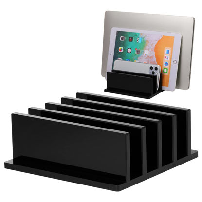 Picture of Frienda 1 Piece 4-Compartment Acrylic Vertical Laptop Stand, Can Accommodate with a Thickness of Less Than 2 cm, Fits Most Laptop (Black)