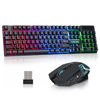 Picture of CHONCHOW USB Wireless Gaming Keyboard and Mouse Combo, LED Backlit Ergonomic Mechanical Feeling Keyboard,Rechargeable 2500mAh Battery, Anti-ghosting Keyboard 7D 3600DPI Mice for PC Gamer