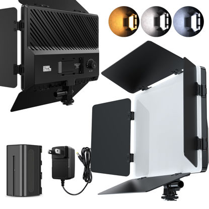Picture of PIXEL Photography Light Camera Video Lights Suit with Adapter/Battery 4400mAh Bi-Color Dimmable 2500-6500K Led Studio Streaming Photo Shooting Lighting for Outdoor Live Streaming