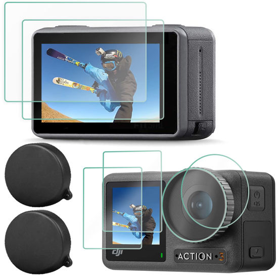 Picture of FiTSTILL [6 PCS Tempered Glass Screen Protector Film Only for DJI OSMO Action 3 Camera Front and Back Screen Protector Lens Film Foil+Lens protection cover for DJI OSMO Action3 Camera Accessory