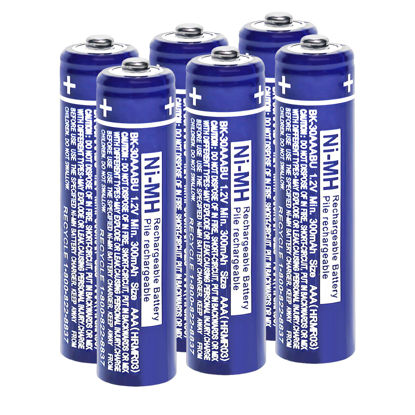 Picture of ZZWJBCYLE 6 Pack BK-30AAABU Ni-MH AAA Rechargeable Batteries for Panasonic, 1.2V 300mah AAA Ni-MH Rechargeable Batteries for Panasonic Cordless Phones, Remote Controls, Electronics