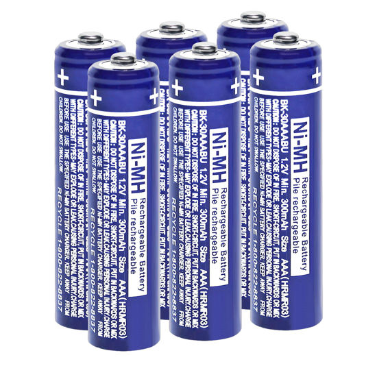 Picture of ZZWJBCYLE 6 Pack BK-30AAABU Ni-MH AAA Rechargeable Batteries for Panasonic, 1.2V 300mah AAA Ni-MH Rechargeable Batteries for Panasonic Cordless Phones, Remote Controls, Electronics