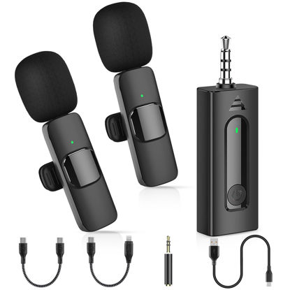 Picture of MAYBESTA 4 in1 Wireless Lavalier Microphone for iPhone Android Phone - Mini Lapel Video Mic for PC Camera Recording - Bluetooth Clip on Microphones for YouTube Tiktok Podcast Vlogging Streaming