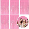 Picture of 5 Pack Foil Curtain Pink Backdrop Streamers Metallic Tinsel Fringe Curtains Photo Booth Props for Birthday Wedding Engagement Bachelorette Christmas Holiday Celebration Party Decorations
