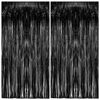 Picture of 2 Pack Foil Curtain Backdrop Black Metallic Tinsel Foil Fringe Curtains Photo Booth Props for Birthday Wedding Engagement Baby Shower Bachelorette Christmas Holiday Celebration Party Decorations