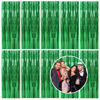 Picture of 10 Pack Foil Curtain Backdrop Green Metallic Tinsel Foil Fringe Curtains Photo Booth Props for Birthday Wedding Engagement Baby Shower Bachelorette Christmas Holiday Celebration Party