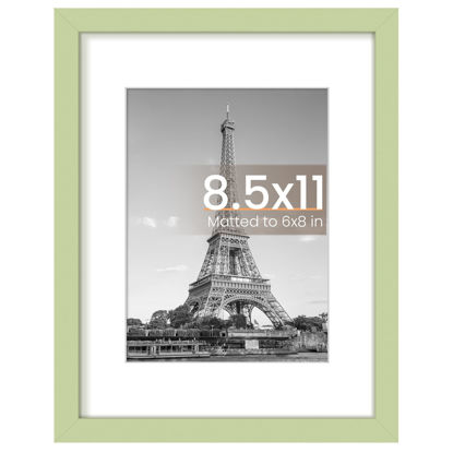 Picture of upsimples 8.5 By 11 Picture Frame, Display Pictures 6x8 with Mat or 8.5 x 11 Without, Wall Hanging Photo Frames, Green, 1 Pack