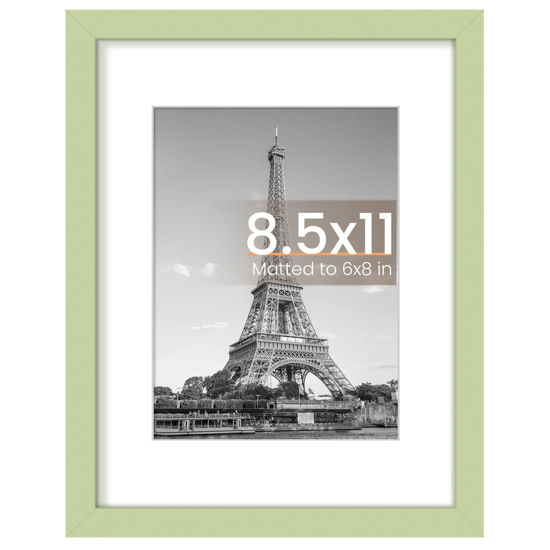 Picture of upsimples 8.5 By 11 Picture Frame, Display Pictures 6x8 with Mat or 8.5 x 11 Without, Wall Hanging Photo Frames, Green, 1 Pack