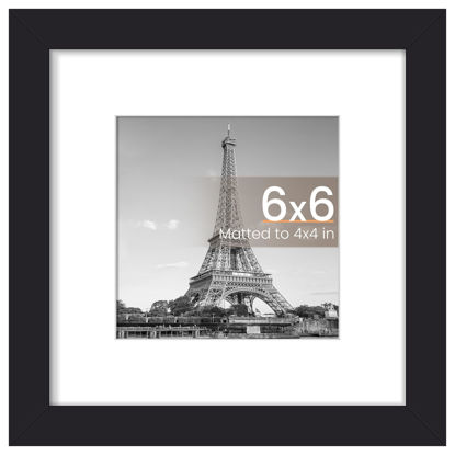 Picture of upsimples 6x6 Picture Frame, Display Pictures 4x4 with Mat or 6 x 6 Without, Wall Hanging Square Frames, Black, 1 Pack