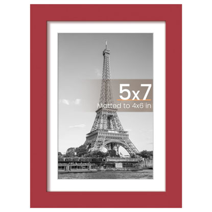Picture of upsimples 5x7 Picture Frame, Display Pictures 4x6 with Mat or 5 x 7 Without, Wall Hanging Photo Frames, Red, 1 Pack